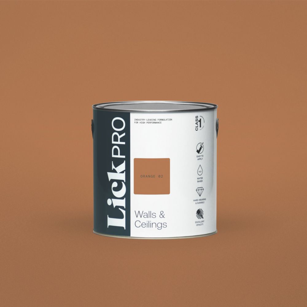 Image of LickPro Matt Orange 02 Emulsion Paint 2.5Ltr 