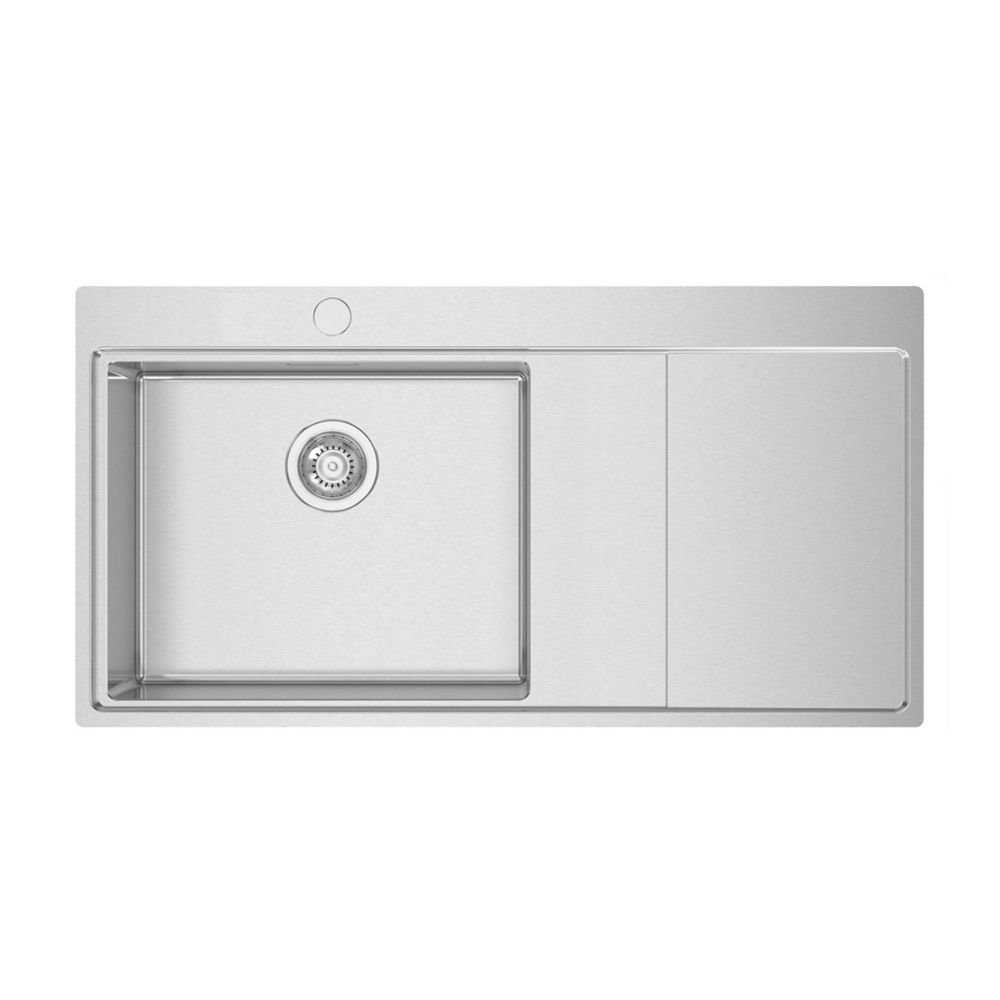 Image of Clearwater Xeron 1 Bowl Stainless Steel Kitchen Sink with RH Single Drainer Brushed Steel 1000mm x 520mm 