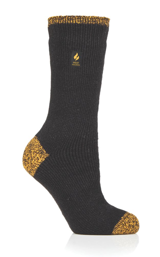 Image of SockShop Heat Holders Socks Black / Yellow Size 4-8 