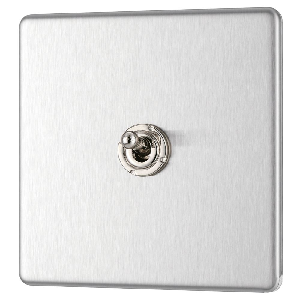 Image of LAP 20A 16AX 1-Gang 2-Way Toggle Switch Brushed Stainless Steel 