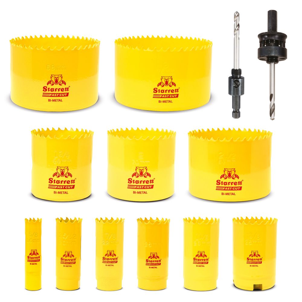 Image of Starrett KFC11021 11-Saw Multi-Material Deluxe Electricians Holesaw Kit 