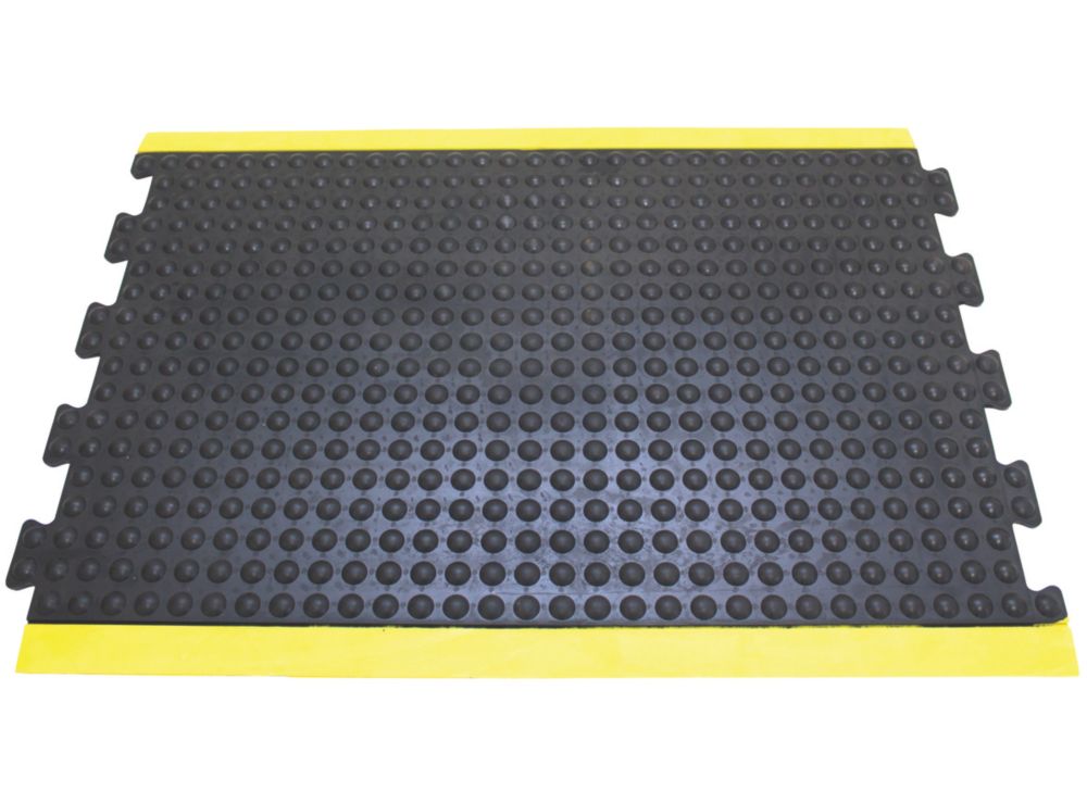 Image of COBA Europe Bubblemat Anti-Fatigue Floor Middle Mat Black / Yellow 1.2m x 0.9m x 14mm 