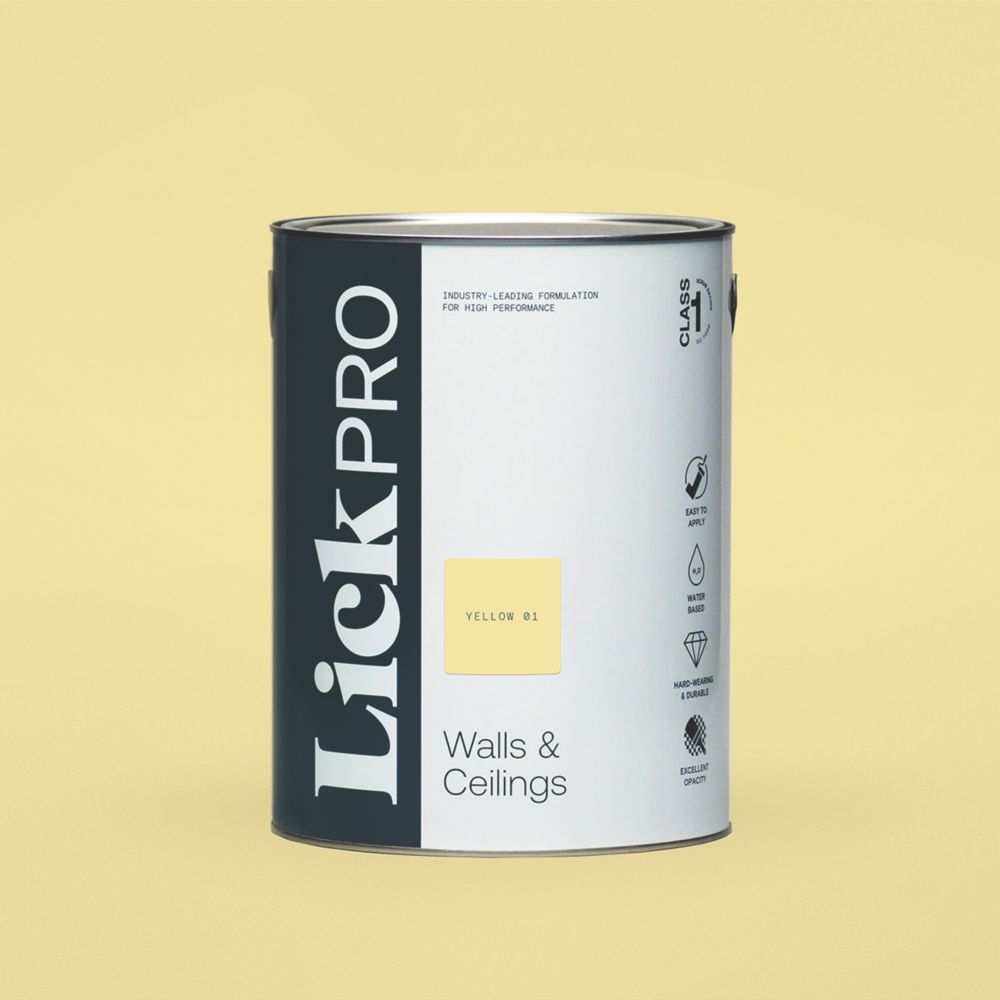 Image of LickPro Eggshell Yellow 01 Emulsion Paint 5Ltr 