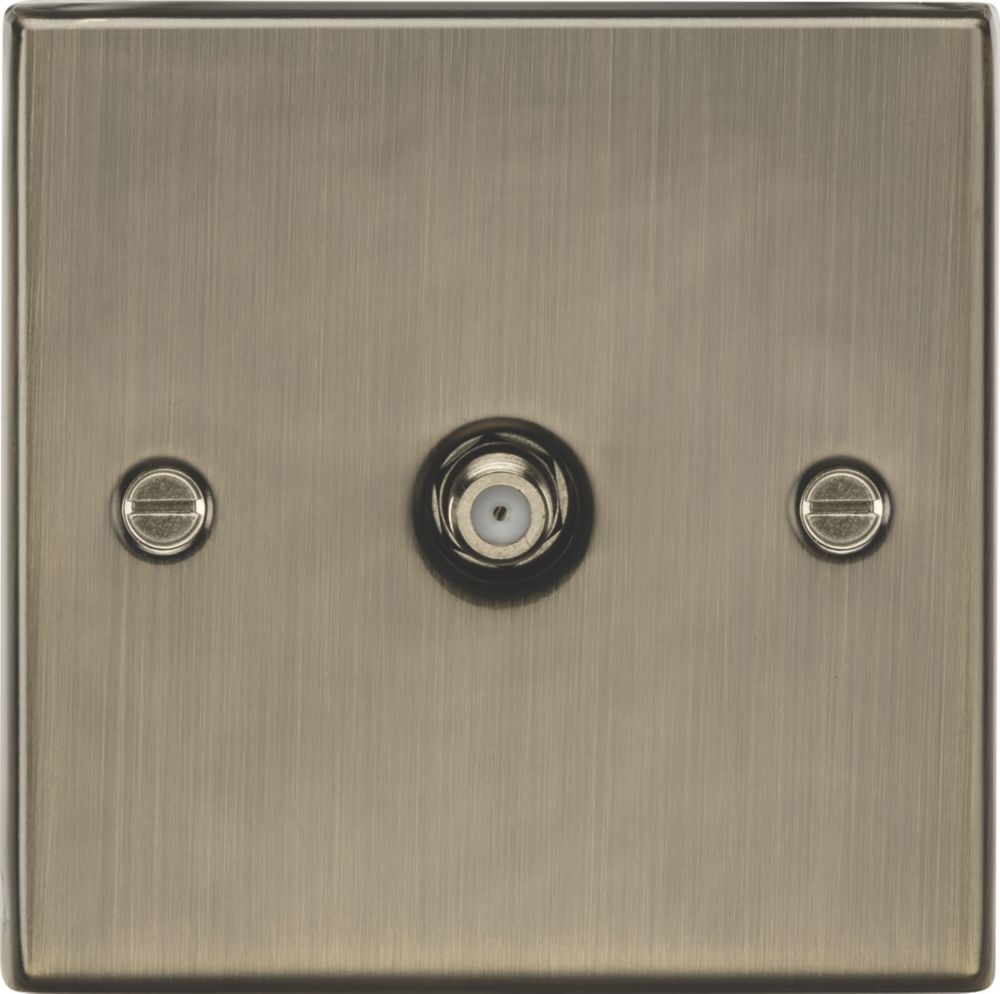 Image of Knightsbridge 1-Gang F-Type Satellite Socket Antique Brass 