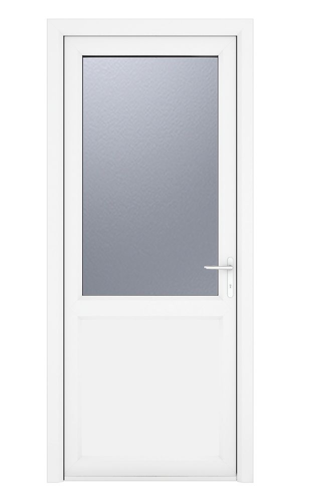 Image of Crystal 1-Panel 1-Obscure Light Left-Hand Opening White uPVC Back Door 2090mm x 920mm 