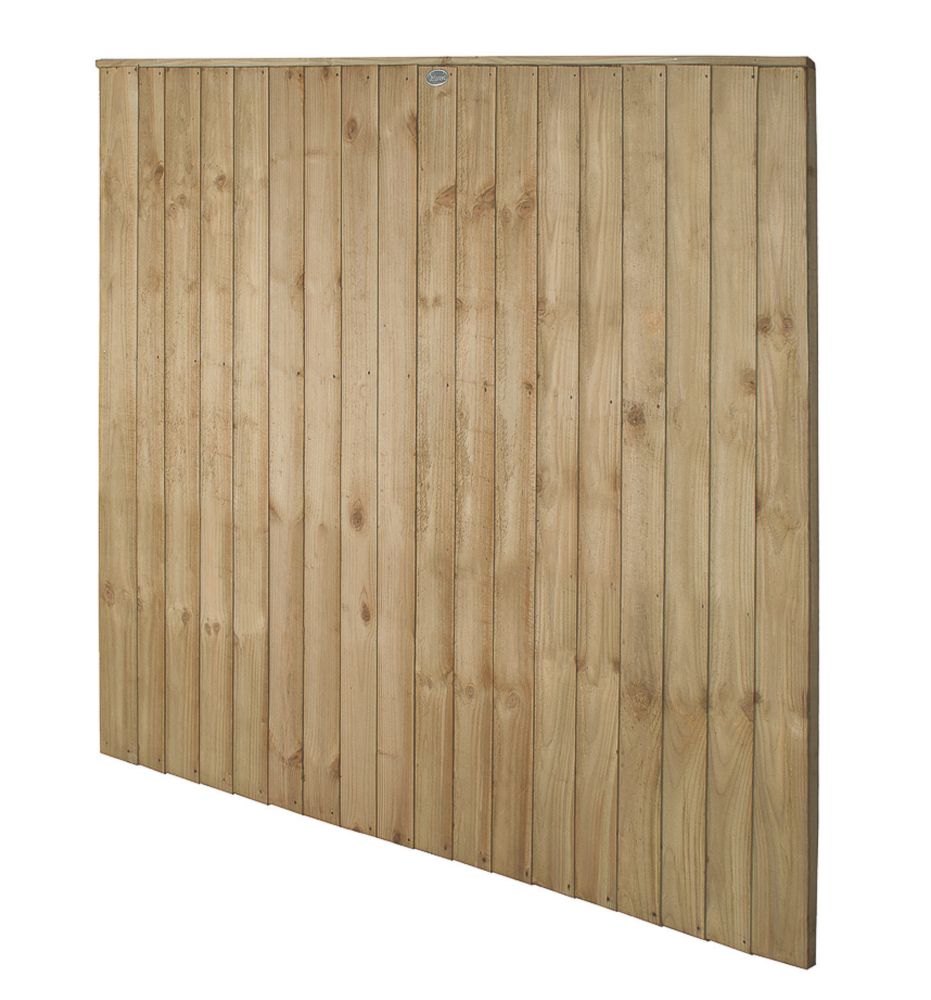 Image of Forest Vertical Board Closeboard Garden Fencing Panel Natural Timber 6' x 5' 6" Pack of 3 