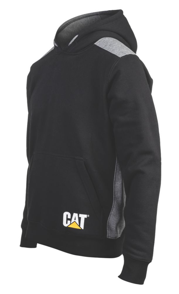 Image of CAT Logo Panel Hooded Sweatshirt Black Small 34-37" Chest 