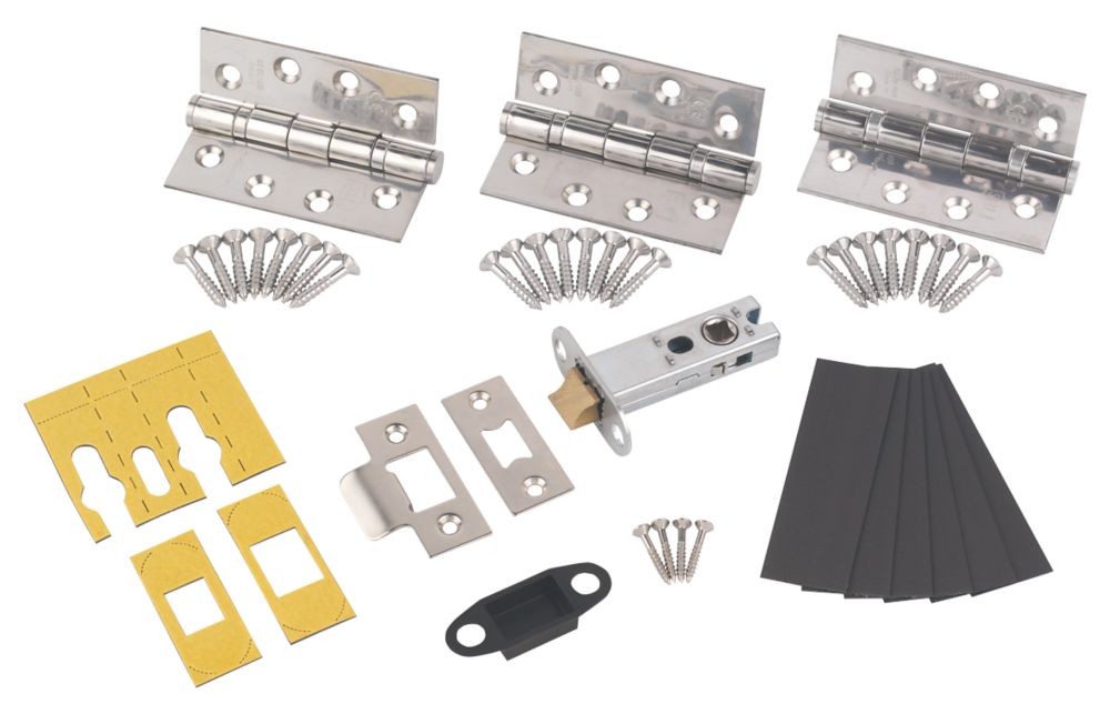 Image of Smith & Locke Fire Rated Fire Door Latch Pack Polished Stainless Steel 