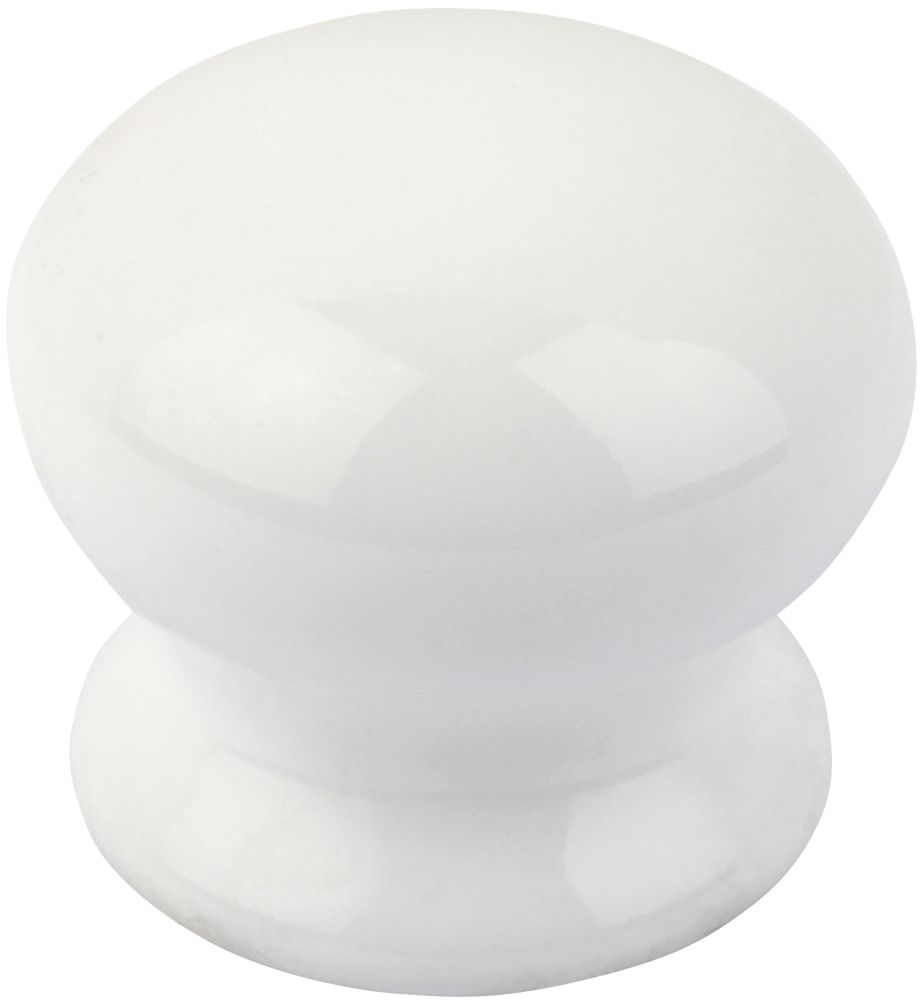 Image of Smith & Locke Traditional Cabinet Door Knobs Porcelain White 38mm 2 Pack 