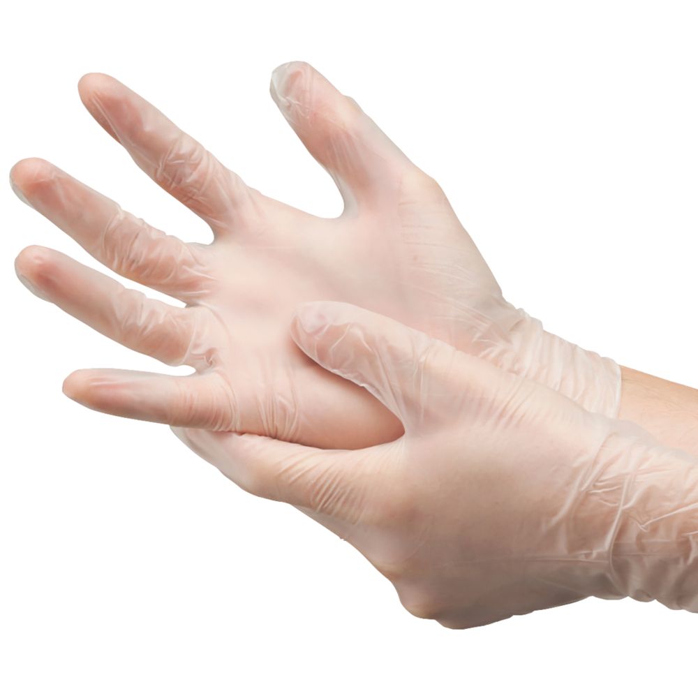 Image of McKinnon 2602076 Vinyl Powder-Free Disposable Gloves Clear Large 100 Pack 