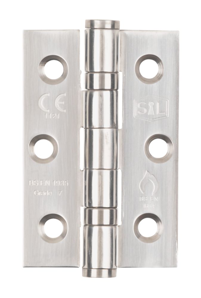 Image of Smith & Locke Polished Stainless Steel Grade 7 Fire Rated Ball Bearing Hinges 76mm x 51mm 2 Pack 