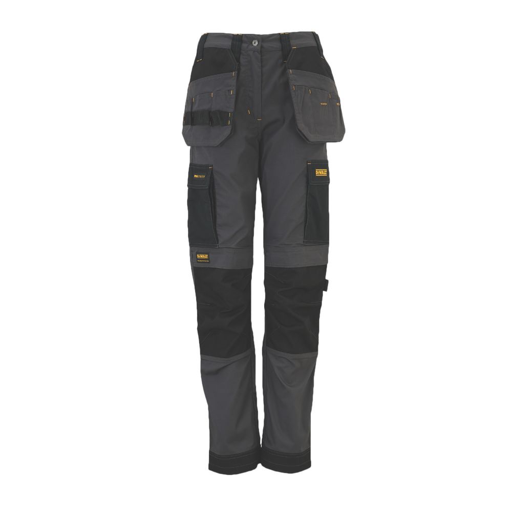 Image of DeWalt Roseville Work Trousers Grey/Black Size 12 31" L 