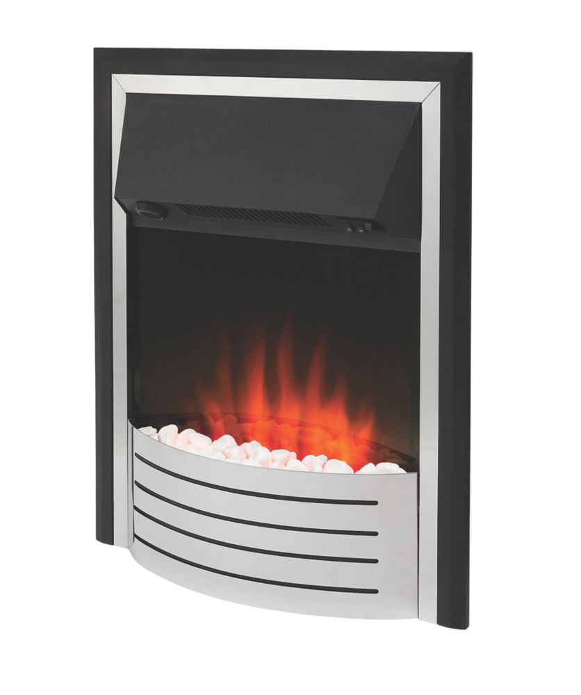 Image of Glen Fulford Stainless Steel / Black Switch Control Plug-In Electric Inset Fire 510mm x 156mm x 605mm 
