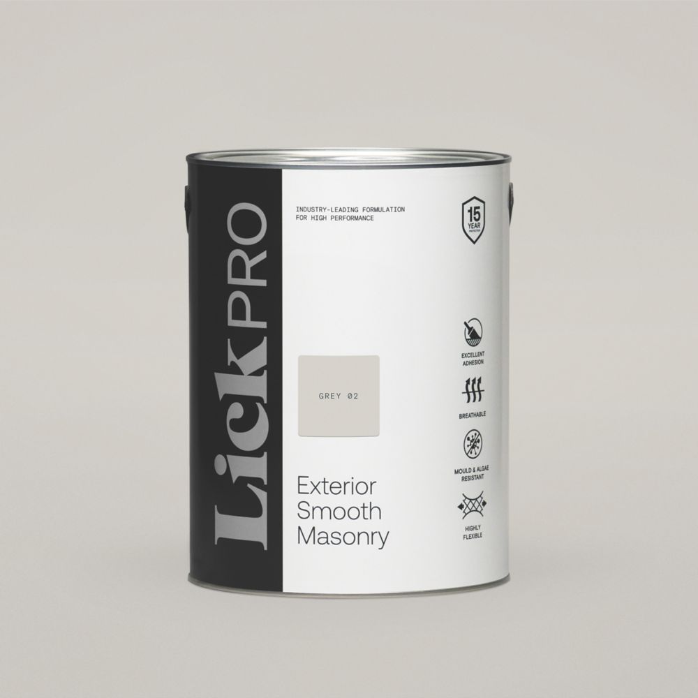 Image of LickPro Exterior Smooth Masonry Paint Grey 02 5Ltr 