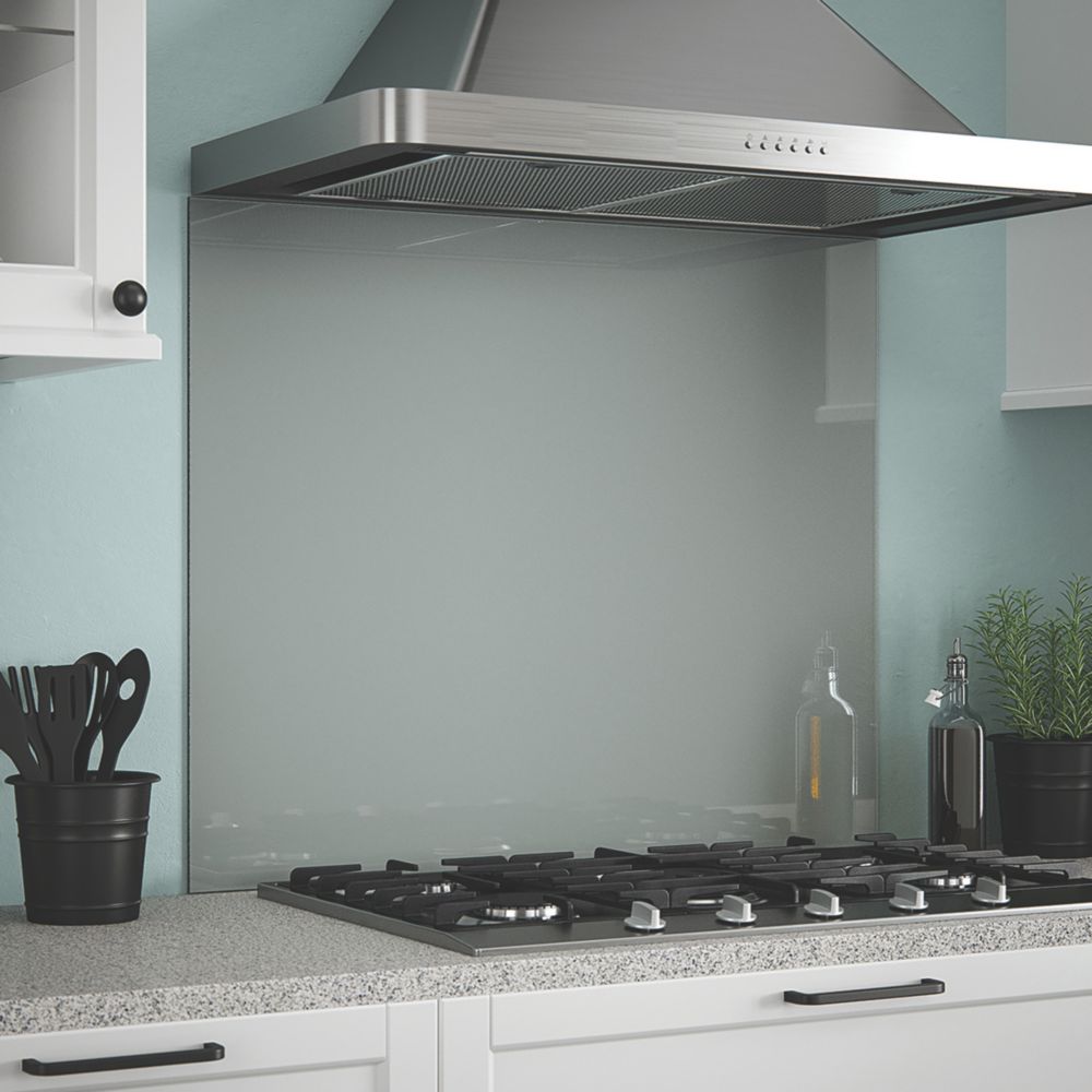 Image of Splashback Slate Grey Self-Adhesive Glass Kitchen Splashback 900mm x 750mm x 6mm 