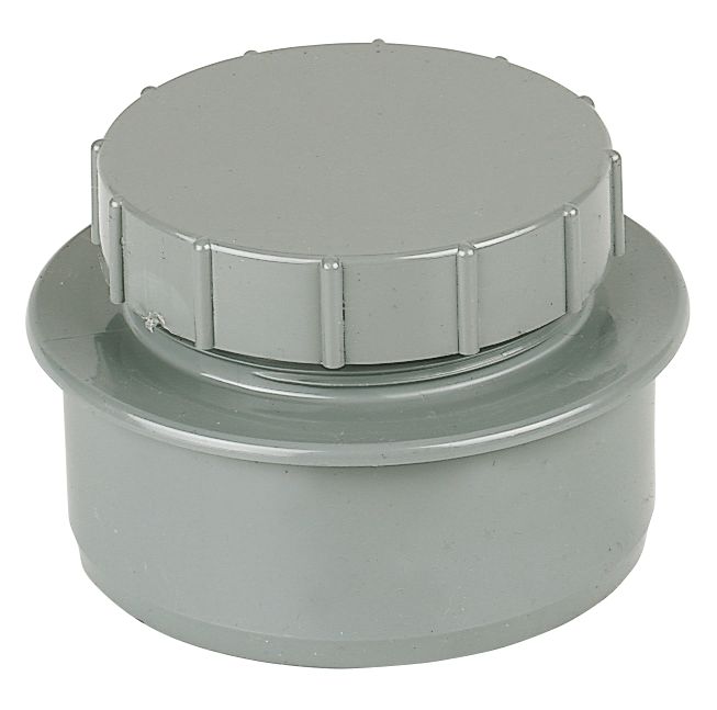 Image of FloPlast Push-Fit Screw-On End Cap Grey 110mm 