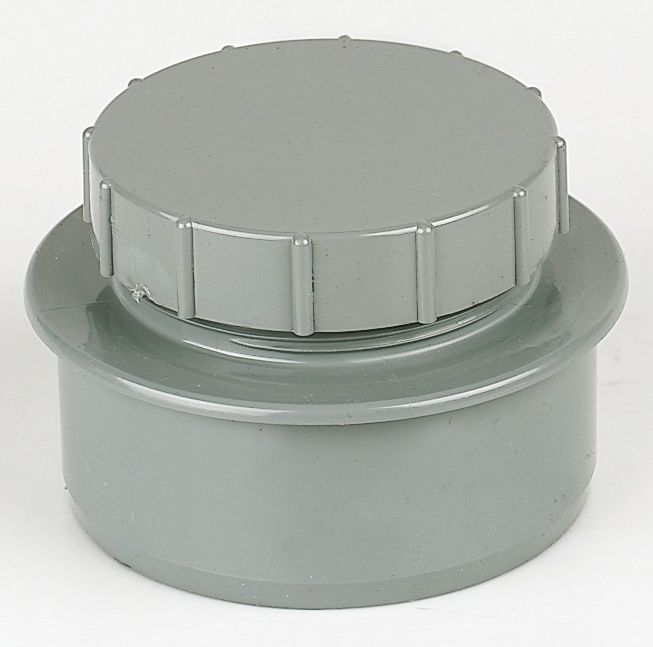Image of FloPlast Push-Fit Screw-On End Cap Grey 110mm 