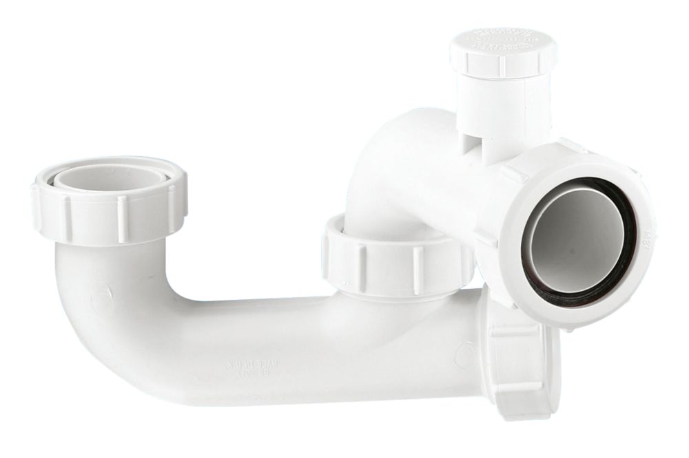 Image of McAlpine SM10V 1 1/2" Anti-Siphon Bath P Trap White 40mm 