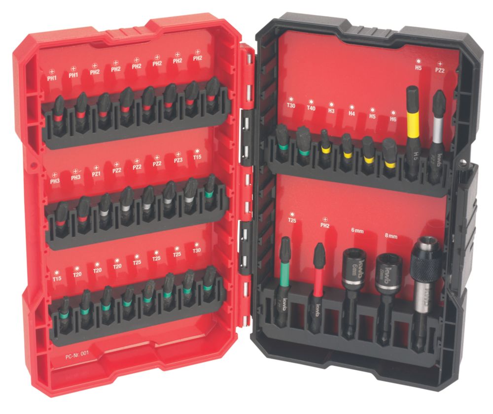 Image of KWB by Einhell 6.8mm Hex Shank Mixed Impact Rated Screwdriver Bit Set 37 Pieces 