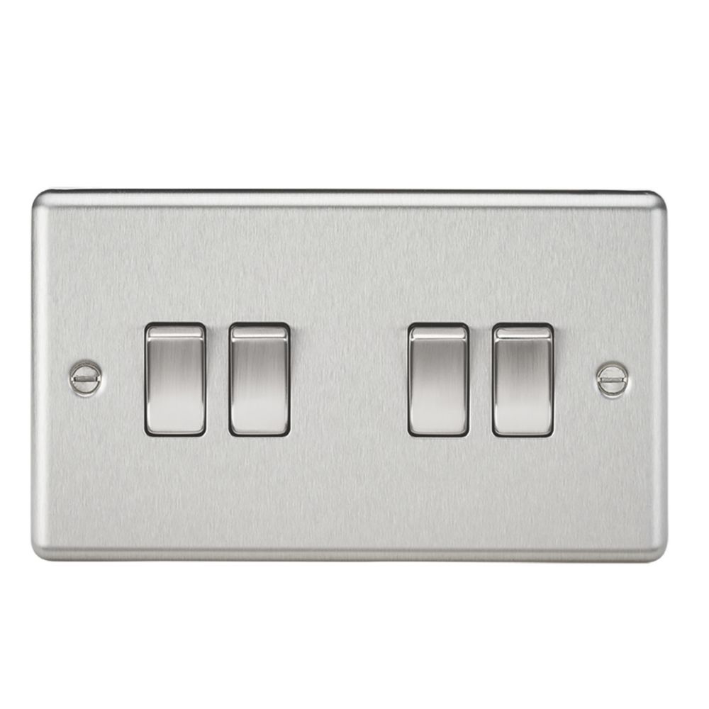 Image of Knightsbridge 10AX 4-Gang 2-Way Light Switch Brushed Chrome 