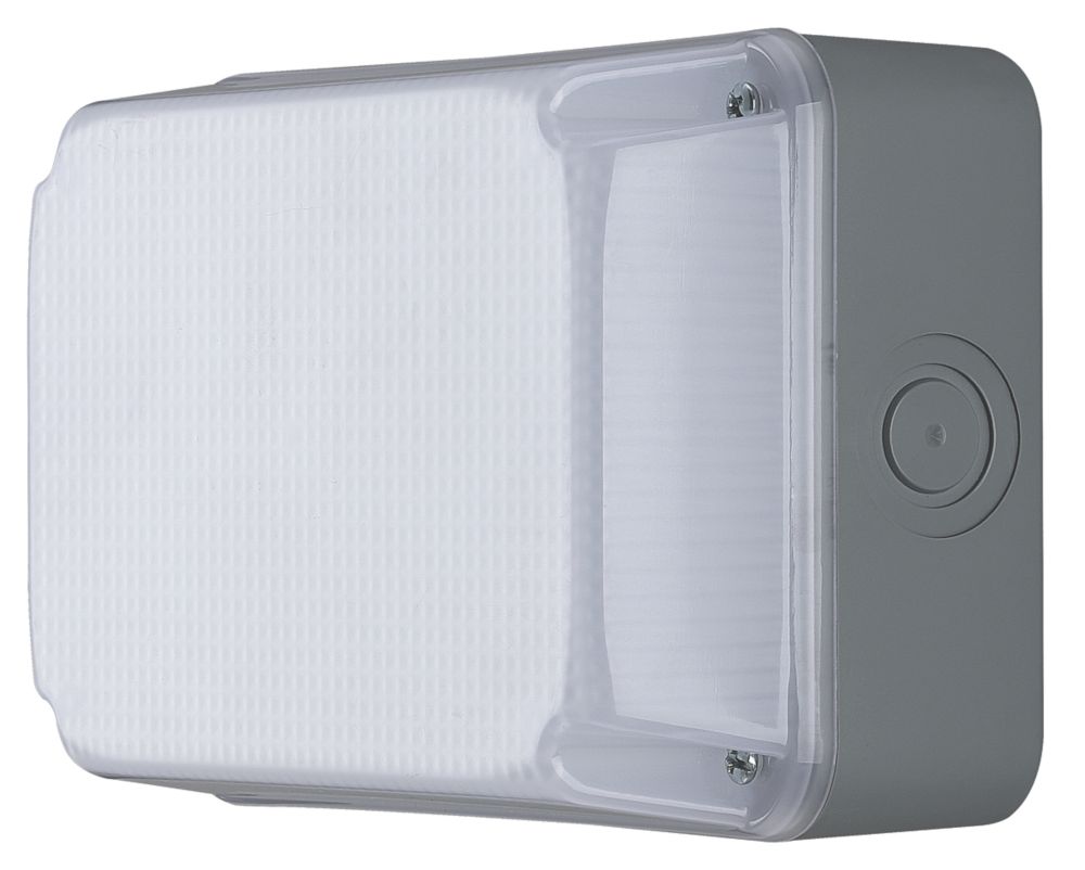 Image of Luceco Storm Indoor & Outdoor Rectangular LED Bulkhead Grey 7W 750lm 