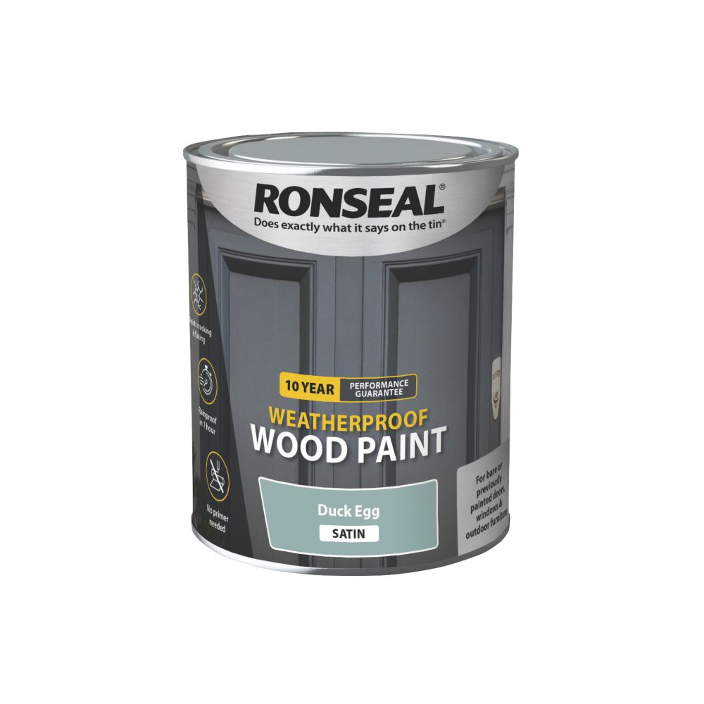 Image of Ronseal 10-Year Exterior Wood Paint Satin Duck Egg 750ml 