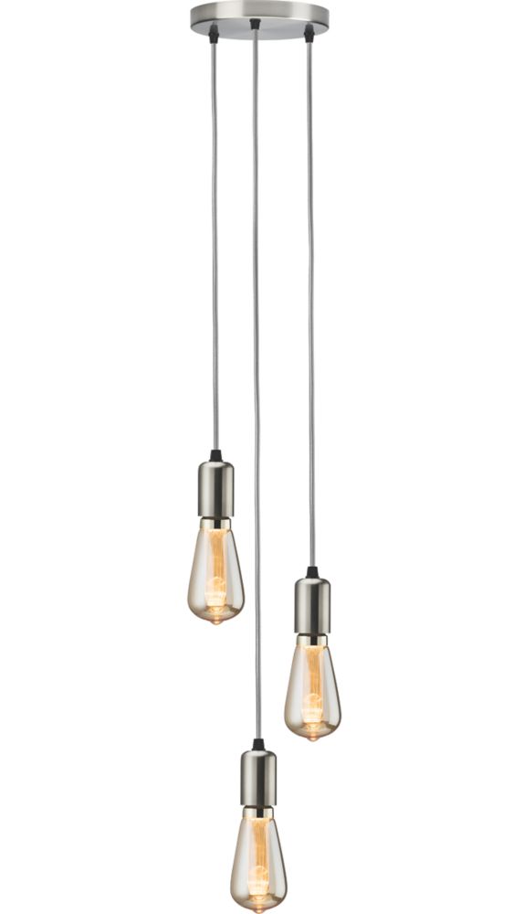 Image of Knightsbridge Contemporary Style 3-Light Pendant Brushed Chrome 