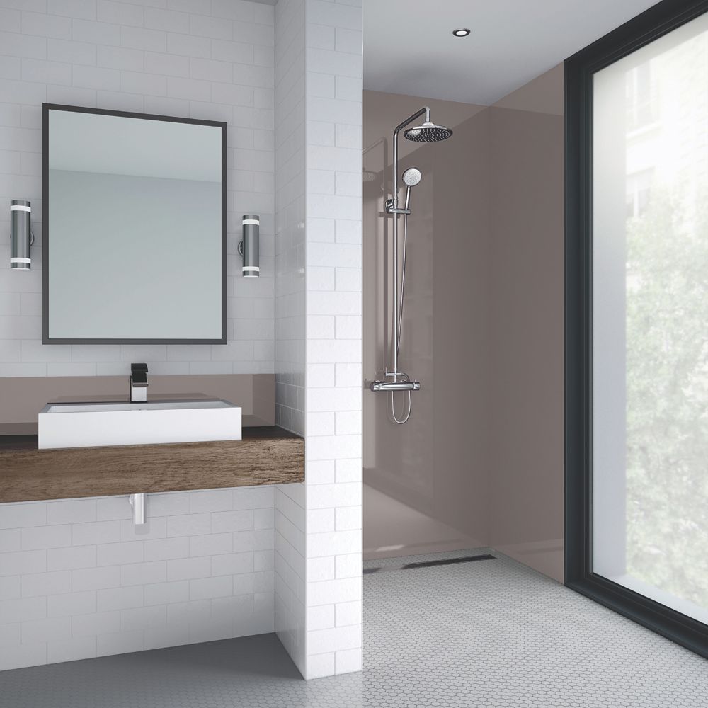 Image of Splashwall Bathroom Splashback Gloss Fawn 600mm x 2420mm x 4mm 