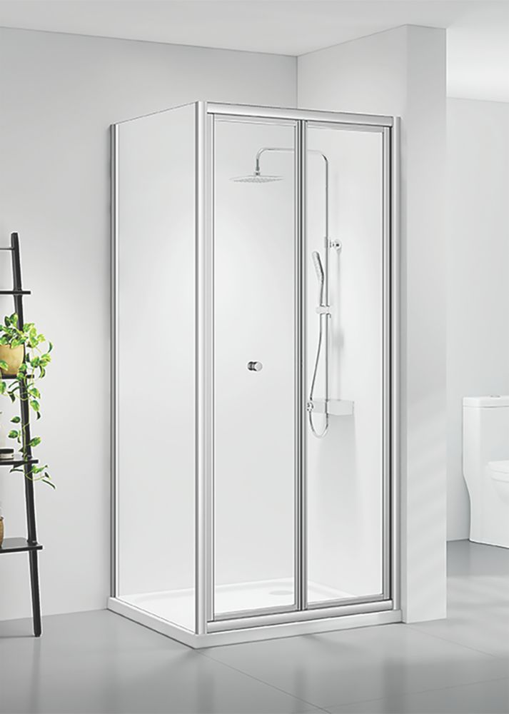 Image of Triton Neo Six Framed Square Bi-Fold Door Shower Enclosure Reversible Chrome 900mm x 900mm x 1850mm 