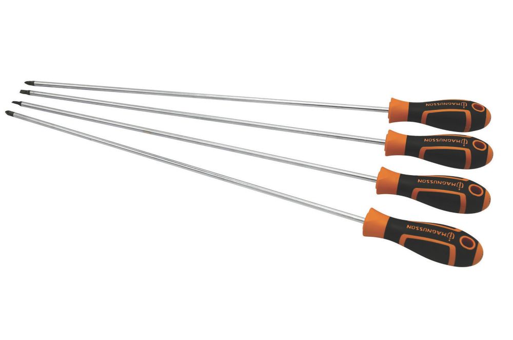 Image of Magnusson Mixed Long Reach Screwdriver Set 4 Pcs 