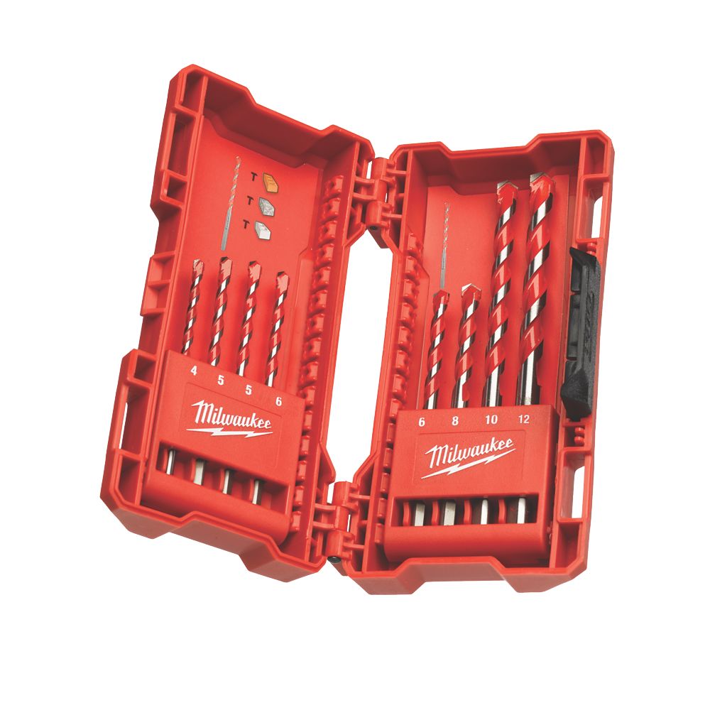 Image of Milwaukee 4932471192 Round Shank Hammer Drill Bit Set 8 Pieces 