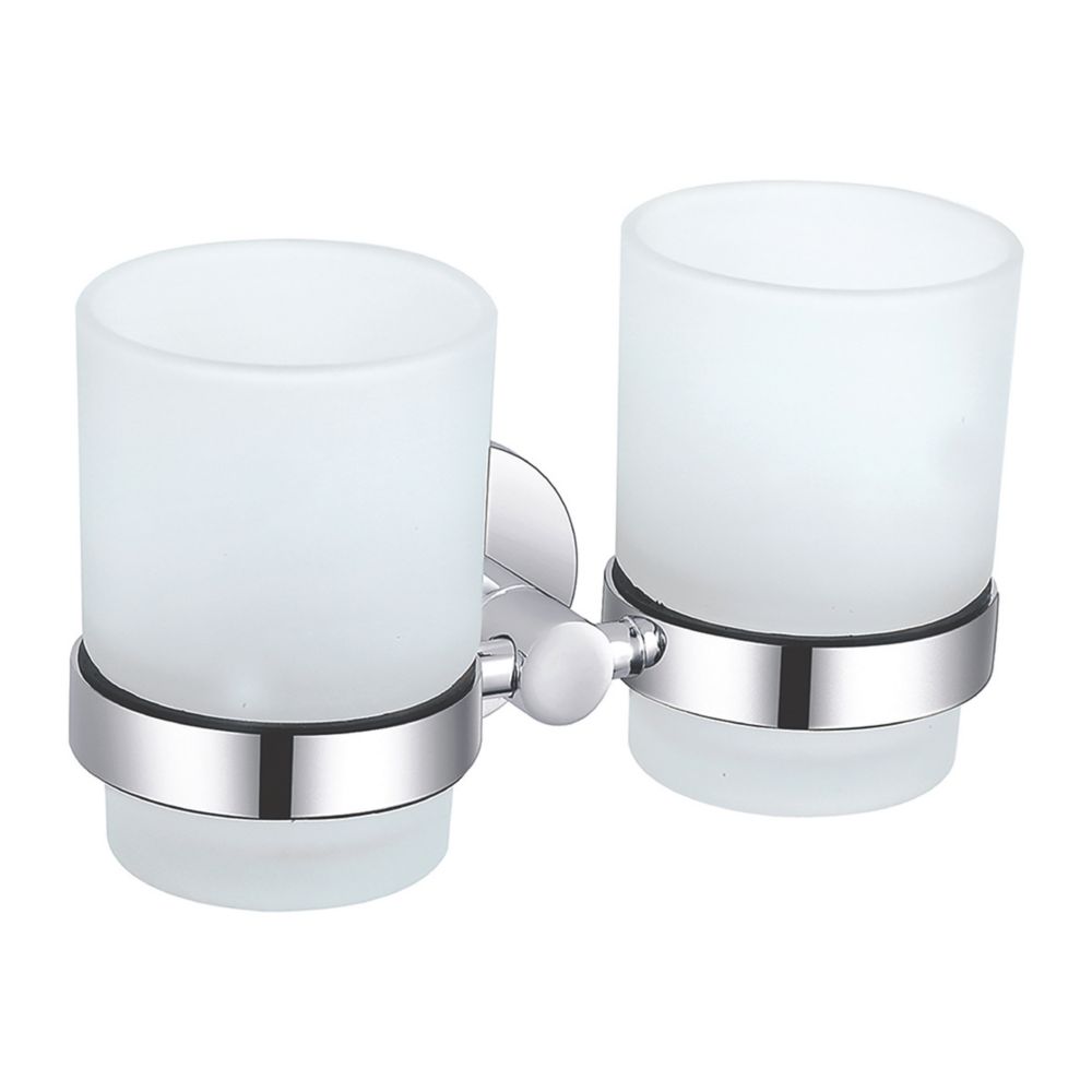 Image of Aqualux Perth Double Tumbler Holder with Glass Chrome 