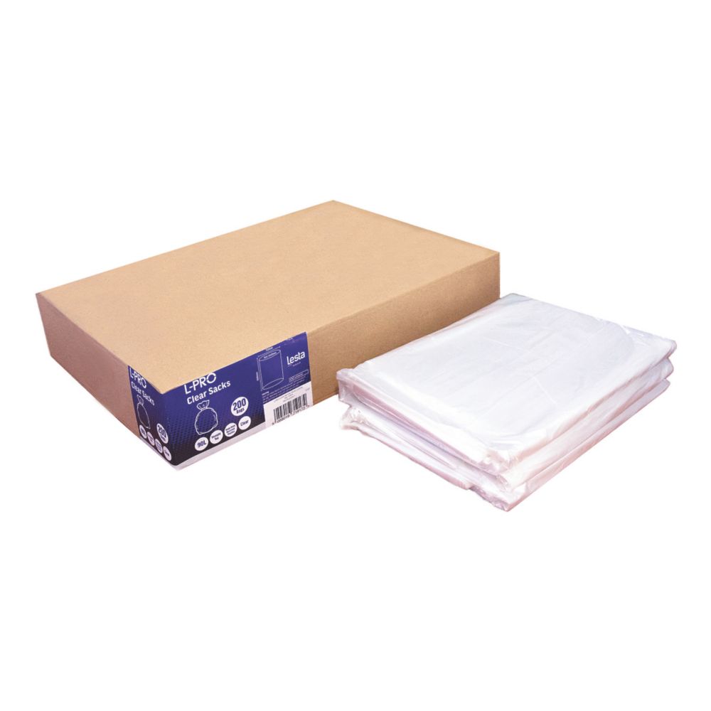 Image of L-PRO Clear Refuse/Waste Sacks in Dispenser Box 90Ltr 200 Pack 