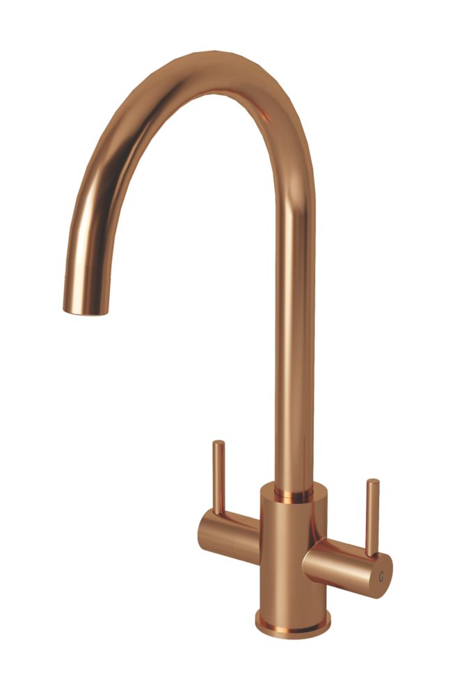 Image of ETAL Dart Twin Lever Kitchen Mixer Tap Brushed Copper 