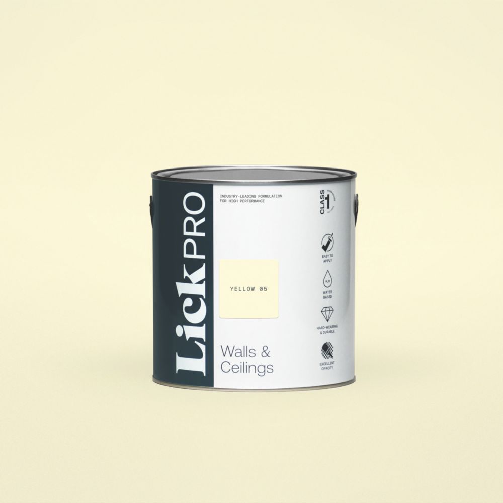 Image of LickPro Eggshell Yellow 05 Emulsion Paint 2.5Ltr 