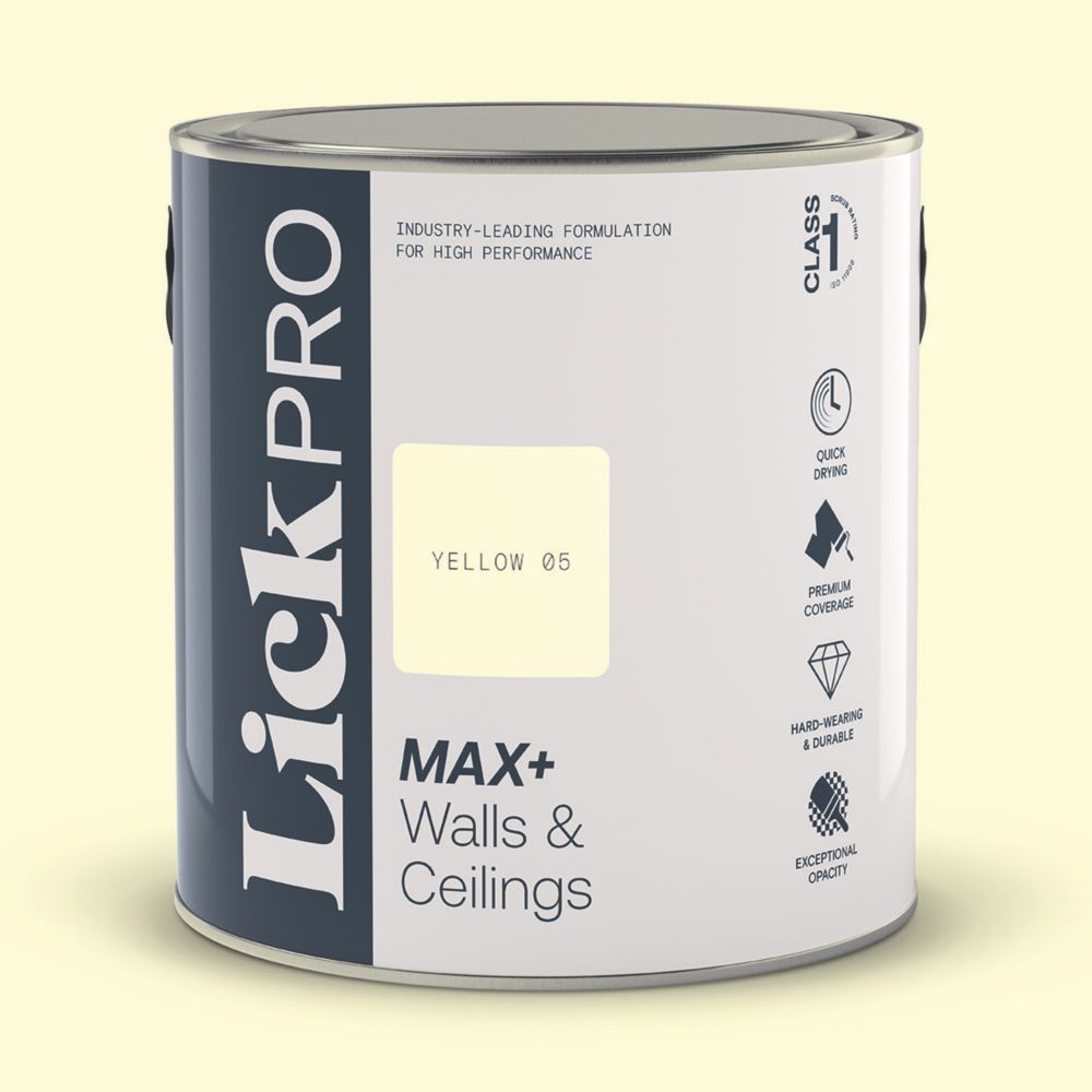 Image of LickPro Eggshell Yellow 05 Emulsion Paint 2.5Ltr 