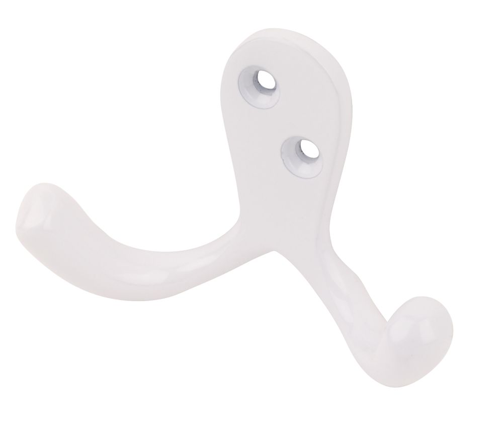 Image of Smith & Locke Double Robe Hooks White 49mm 5 Pack 