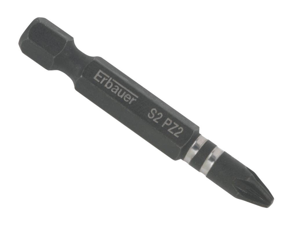 Image of Erbauer 1/4" 50mm Hex Shank PZ2 Impact Screwdriver Bits 3 Pack 