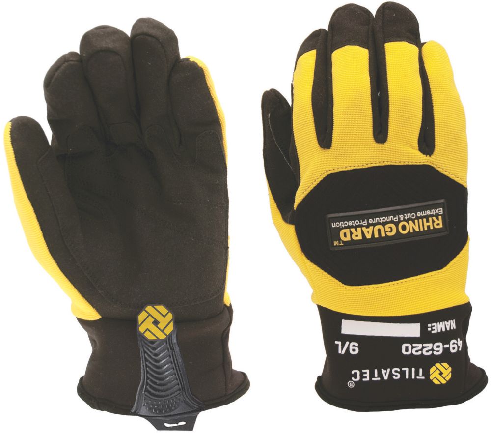 Image of Tilsatec 49-6220 Rhinoguard Needlestick Cut 5/E Gloves Black / Yellow X Large 