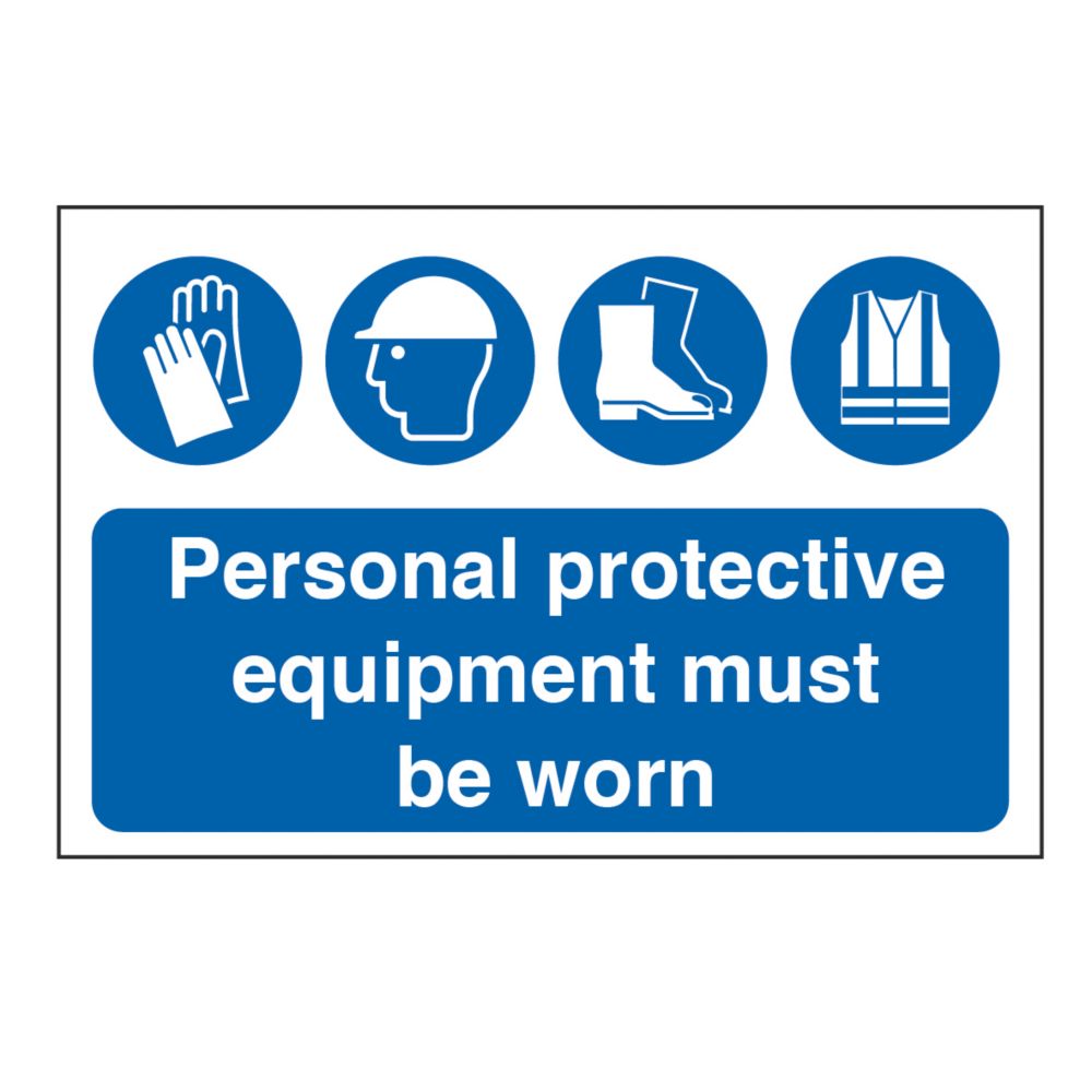 Image of "PPE Must Be Worn" Sign 610mm x 1220mm 