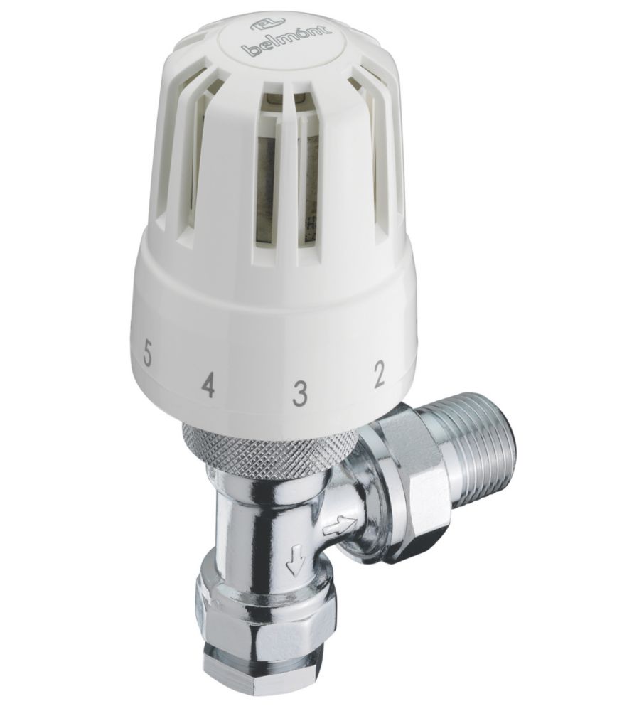Image of Pegler White Angled Thermostatic TRV 15mm x 1/2" 