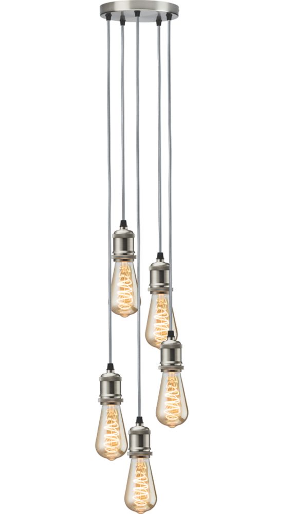 Image of Knightsbridge Vintage Style 5-Light Pendant Brushed Chrome 
