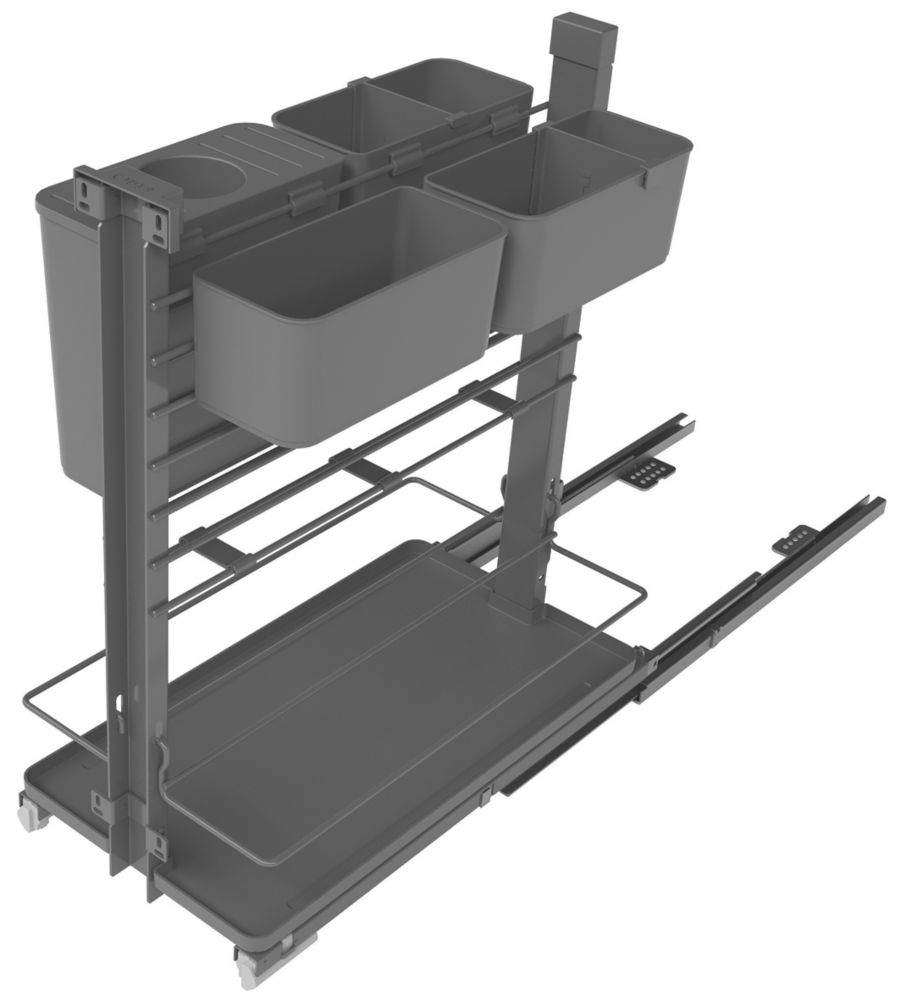 Image of Hafele Anthracite Pull-Out Kitchen Shelves with 4 Baskets 300mm 