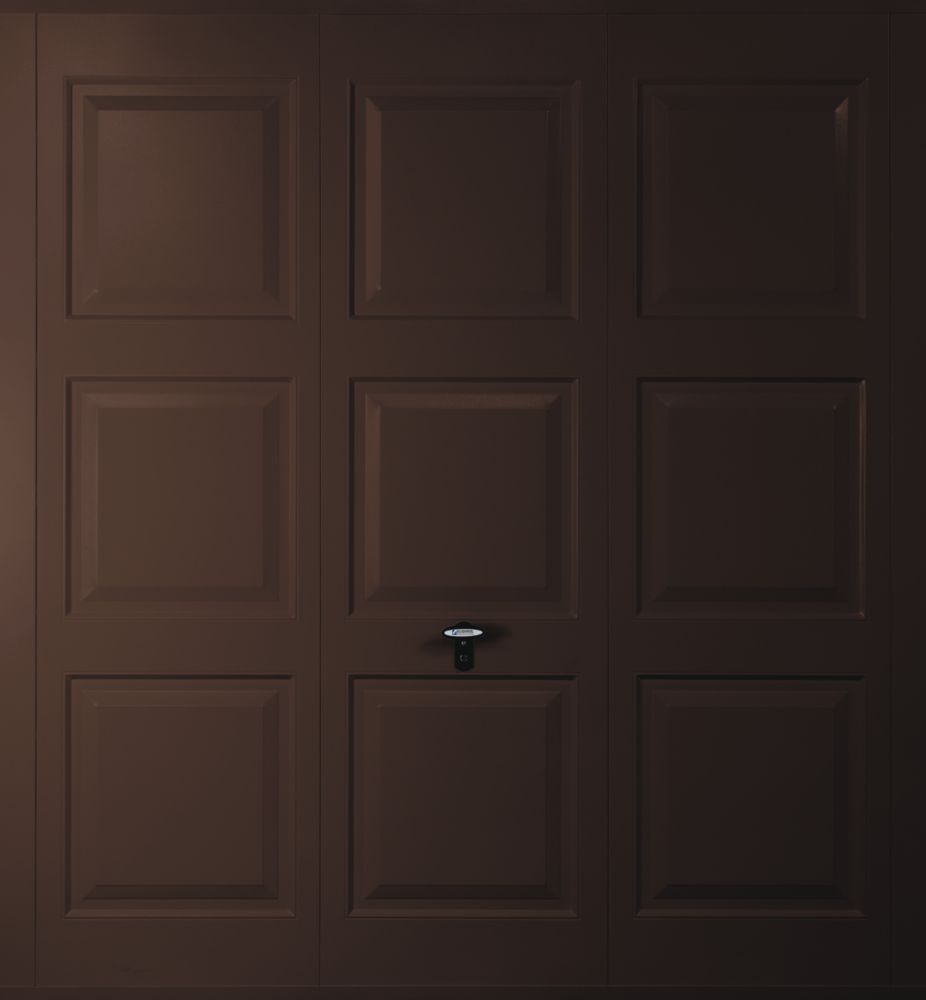 Image of Gliderol Georgian 7' 6" x 7' Non-Insulated Frameless Steel Up & Over Garage Door Brown 