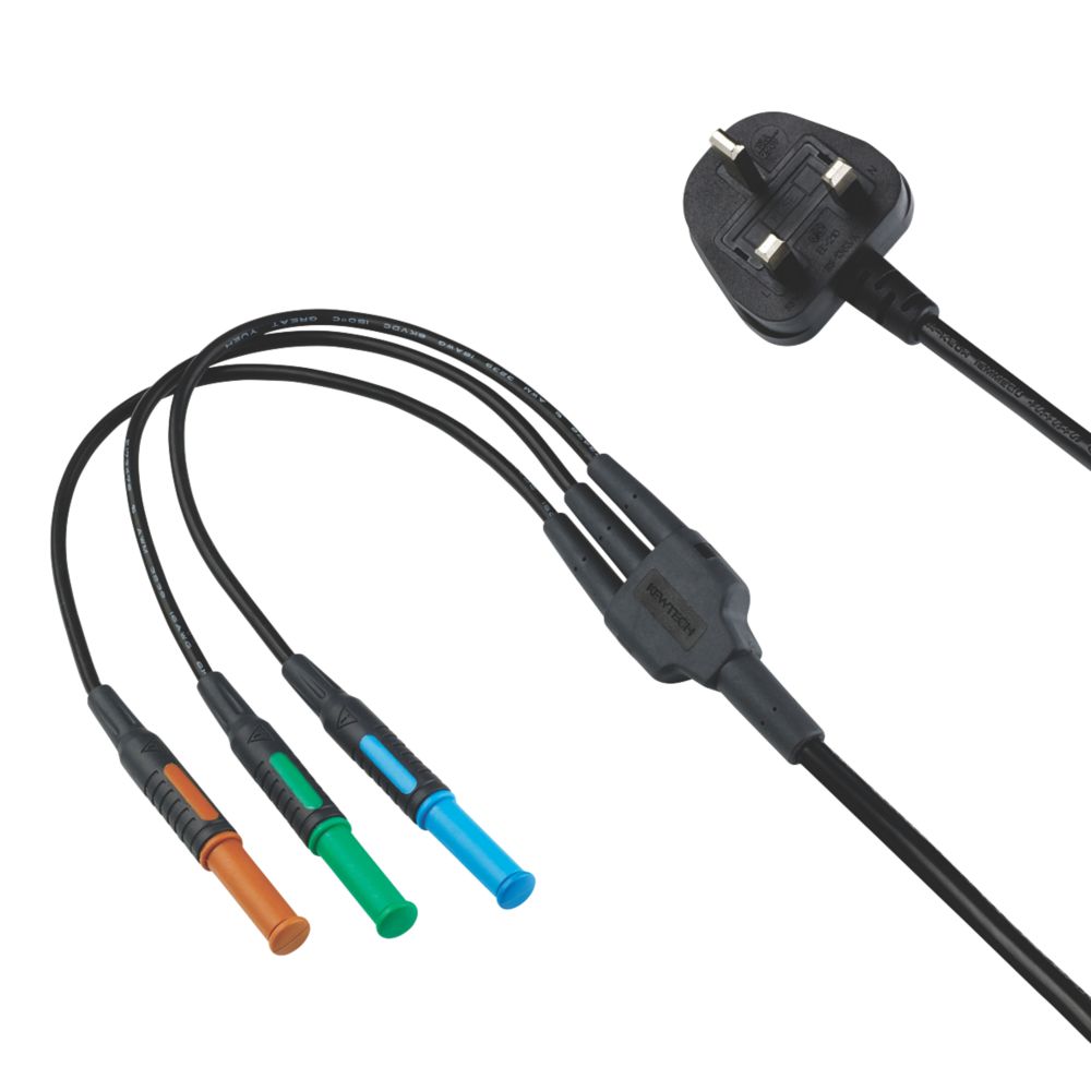 Image of Kewtech 4mm Mains Test Lead 13A Plug Adaptor 1.16m 