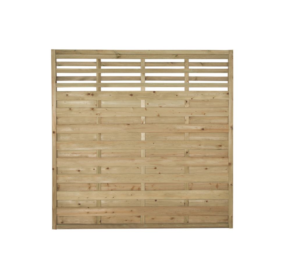 Image of Forest Kyoto Slatted Top Fence Panels Natural Timber 6' x 6' Pack of 10 