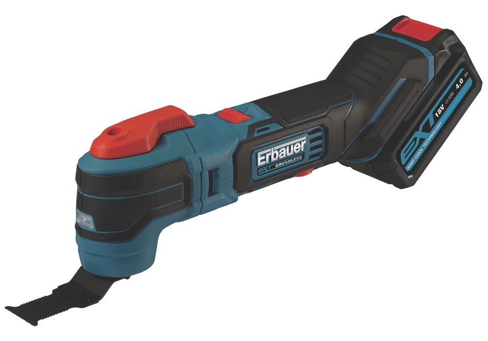 Image of Erbauer EMT18-Li-QC 18V 1 x 4.0Ah Li-Ion EXT Brushless Cordless Multi-Tool 