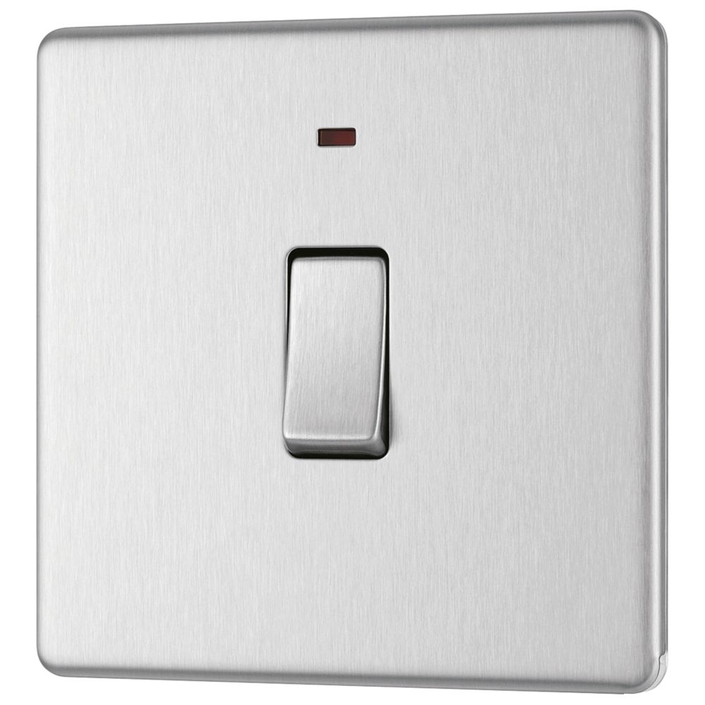 Image of LAP 20A 1-Gang DP Boiler Switch Brushed Stainless Steel with LED 