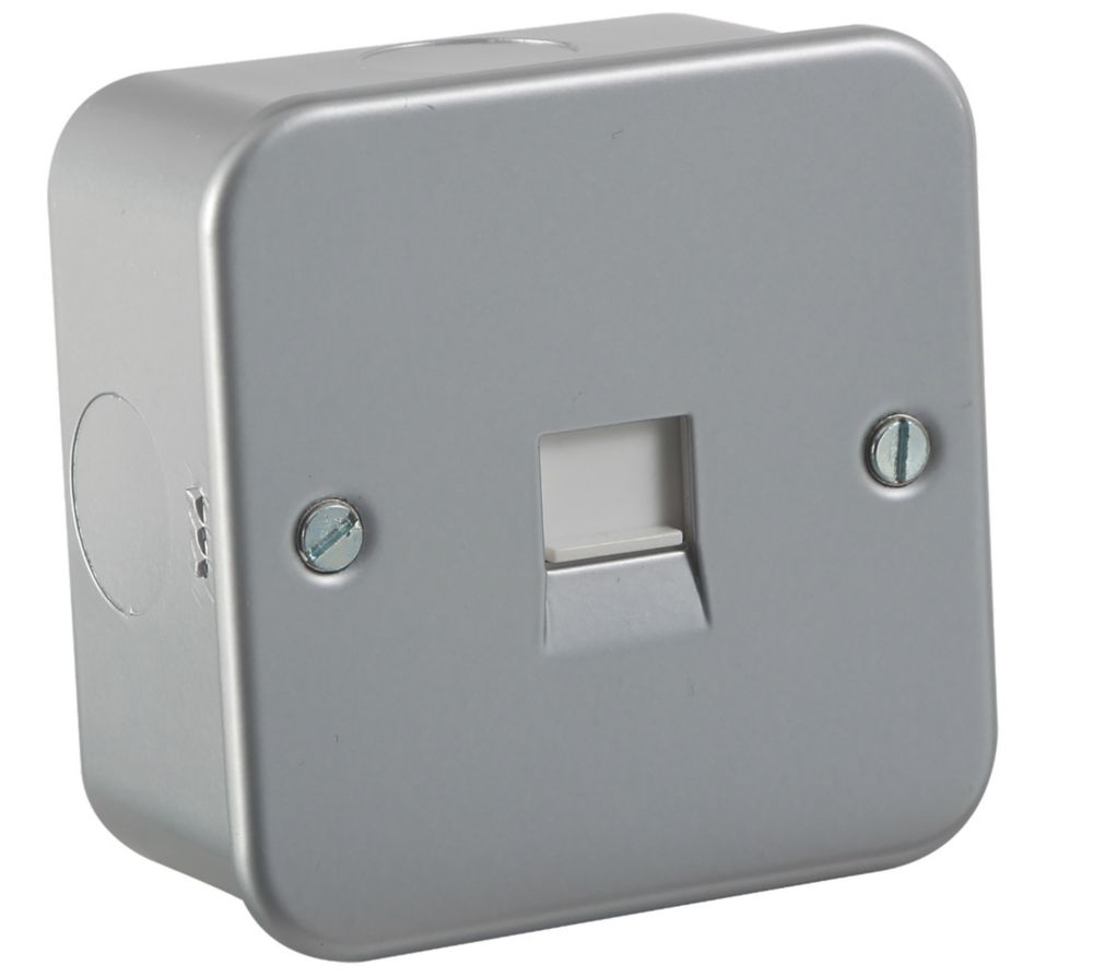 Image of Knightsbridge Metal Clad Telephone Master Socket Grey with White Inserts 