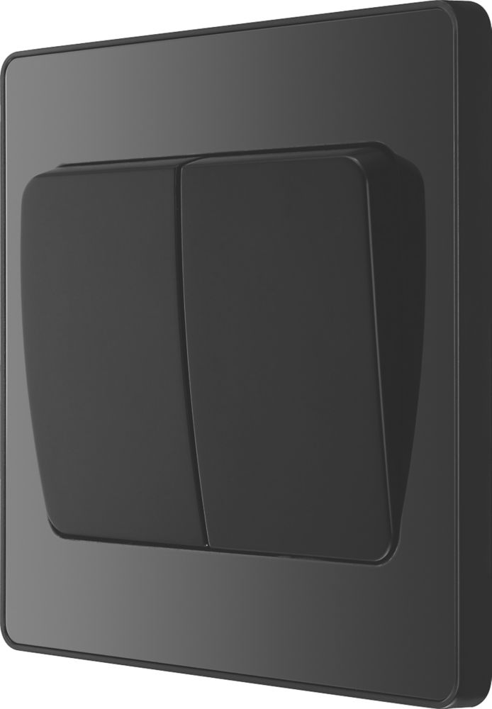 Image of British General Evolve 20 A 16AX 2-Gang 2-Way Wide Rocker Light Switch Black with Black Inserts 